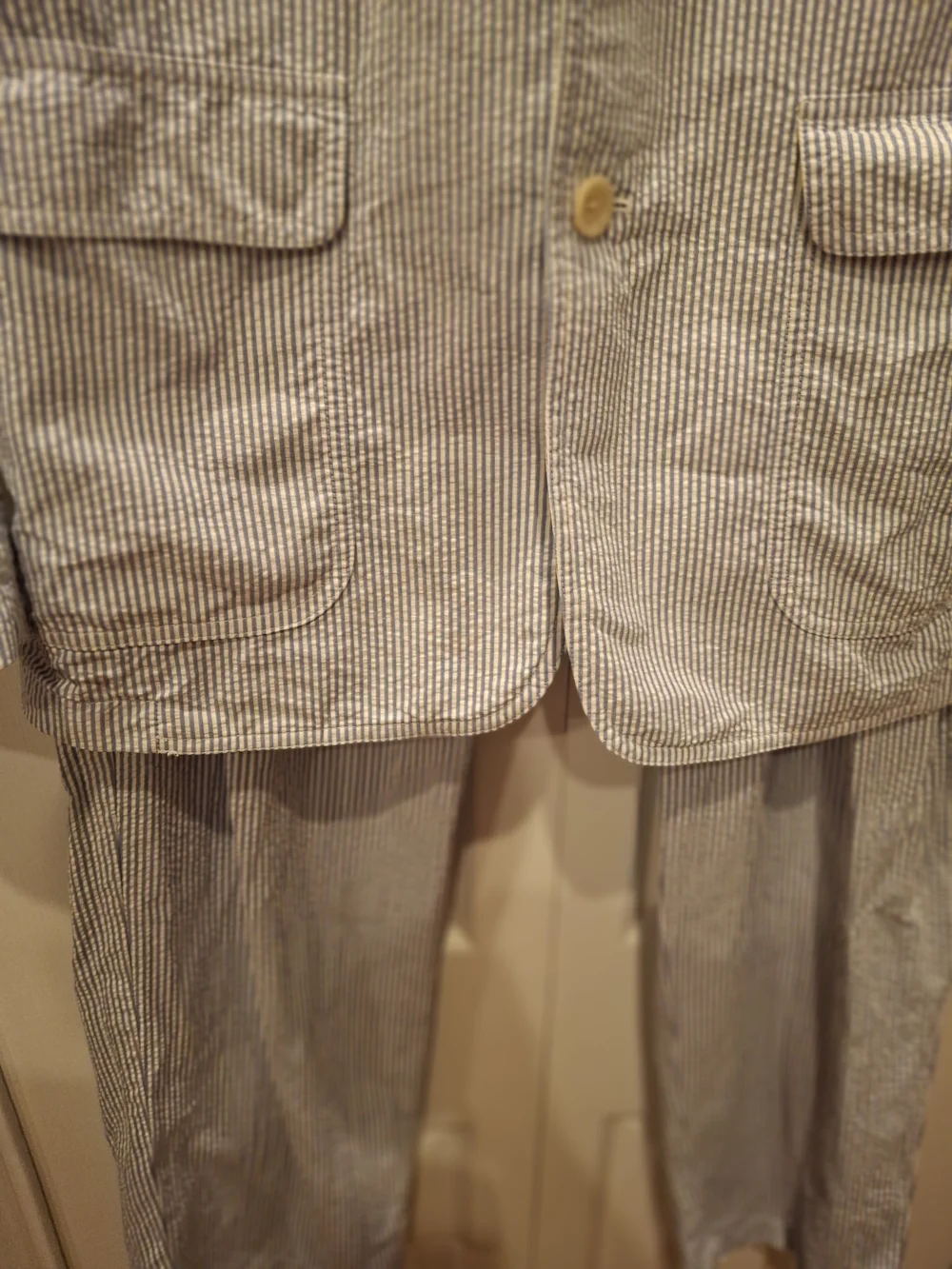 Polo by Ralph Lauren  Blue & White Striped Seersucker Blazer and Pant Set